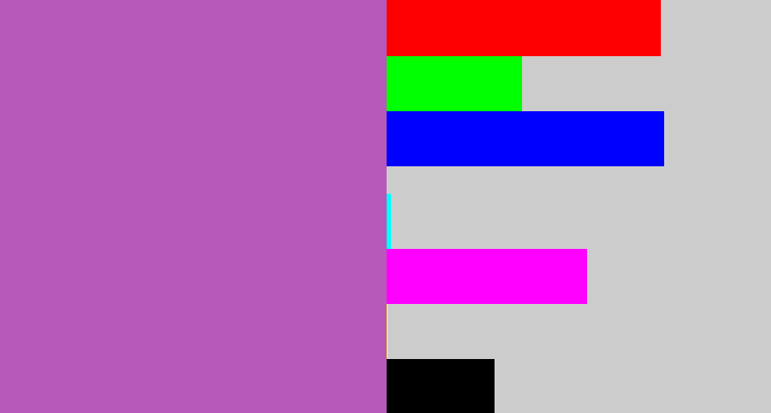 Hex color #b659b8 - pinky purple