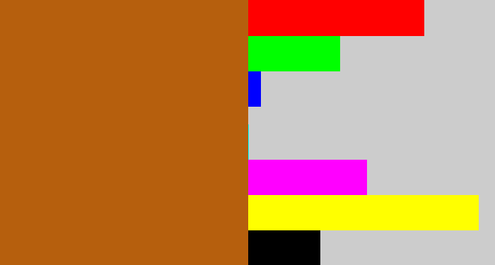 Hex color #b65f0d - orangish brown