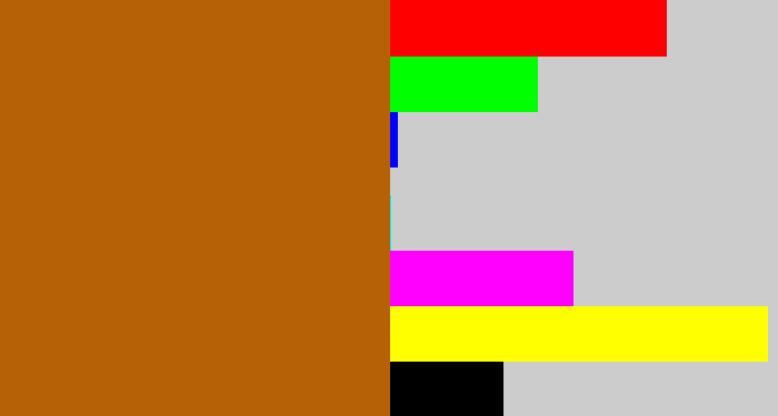Hex color #b66105 - orangish brown