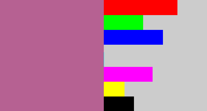 Hex color #b66192 - mauve
