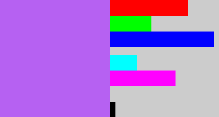 Hex color #b661f2 - light urple