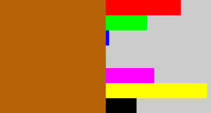 Hex color #b66308 - orangish brown