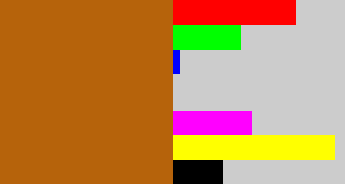 Hex color #b6630b - orangish brown