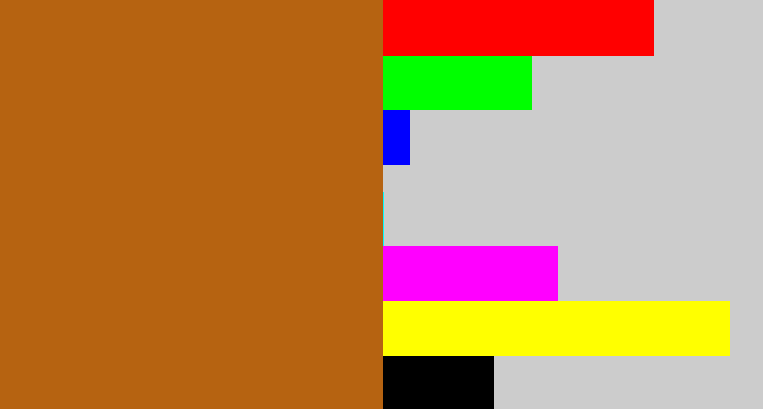 Hex color #b66311 - orangish brown