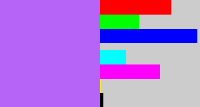 Hex color #b664f7 - light urple