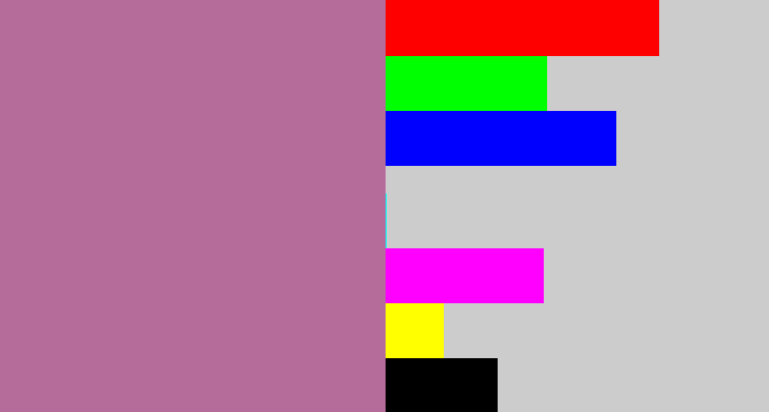Hex color #b66c9a - mauve