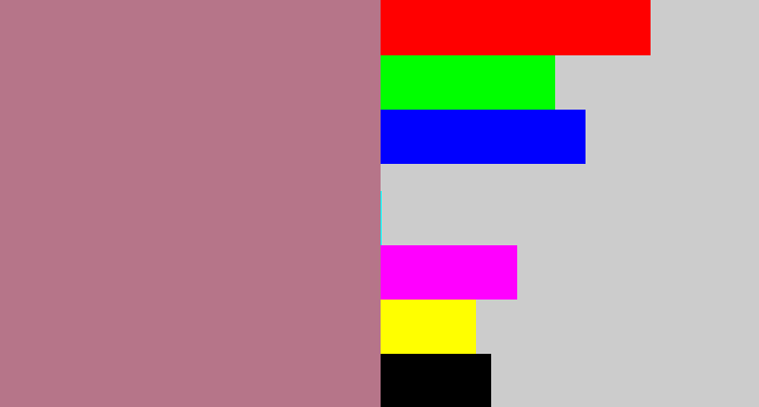 Hex color #b67589 - mauve