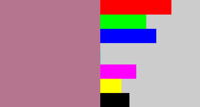 Hex color #b6758f - mauve