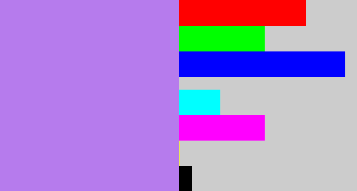 Hex color #b67bed - light purple