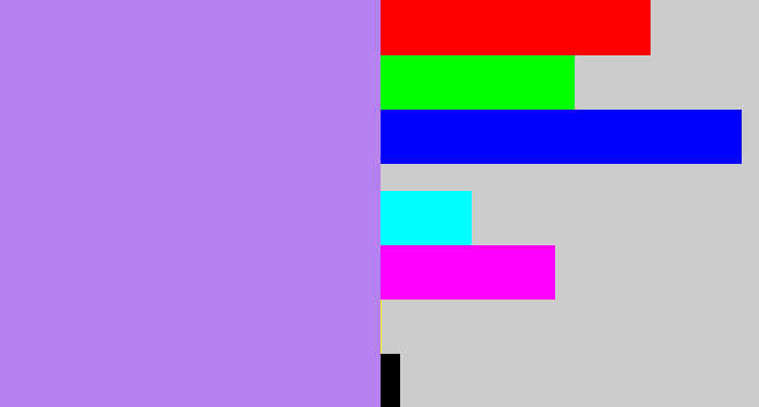 Hex color #b681f1 - light purple