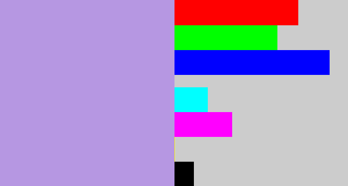 Hex color #b697e2 - pale purple