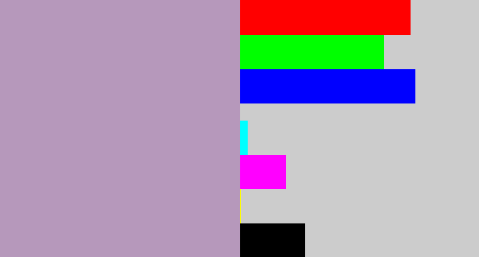 Hex color #b698bb - pale purple