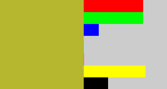 Hex color #b6b62f - pea