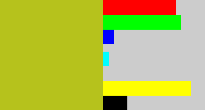 Hex color #b6c21c - pea