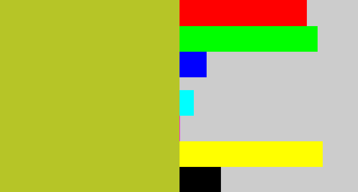 Hex color #b6c527 - pea