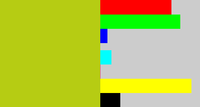 Hex color #b6cc13 - green/yellow