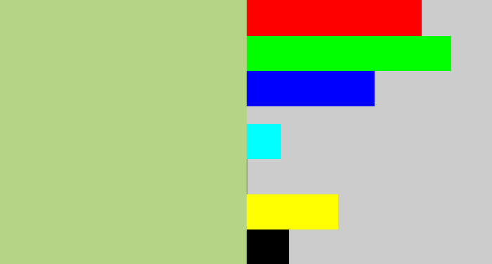 Hex color #b6d485 - pale olive