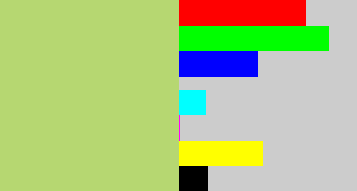 Hex color #b6d771 - pale olive green