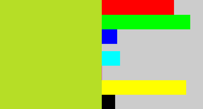 Hex color #b6de26 - yellowish green