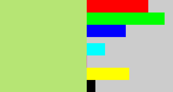 Hex color #b6e574 - pale olive green