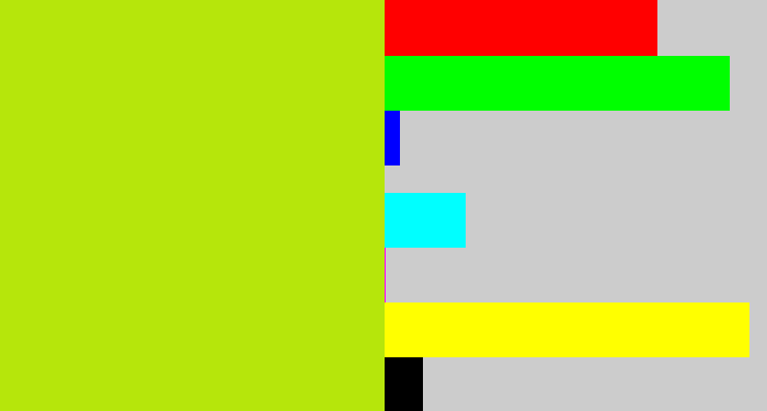 Hex color #b6e60b - yellowish green