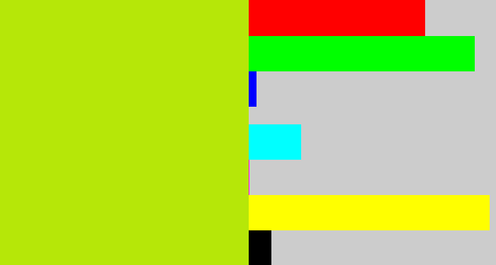Hex color #b6e708 - yellowish green
