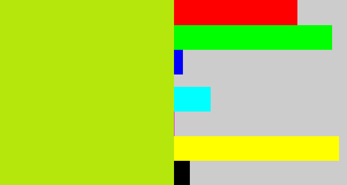 Hex color #b6e70c - yellowish green