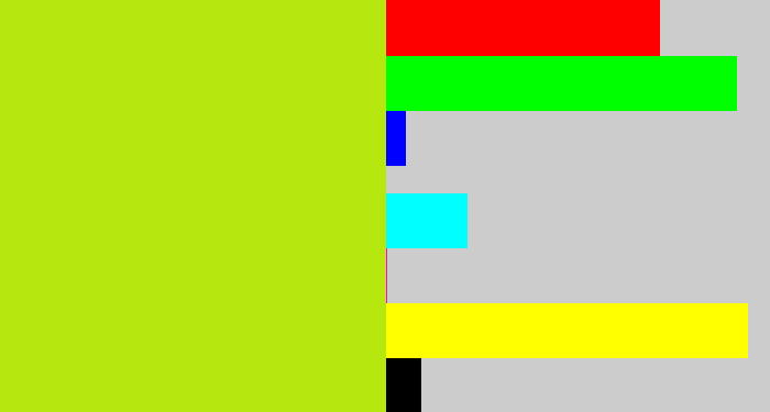 Hex color #b6e70e - yellowish green