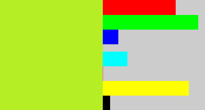 Hex color #b6ee26 - yellowy green