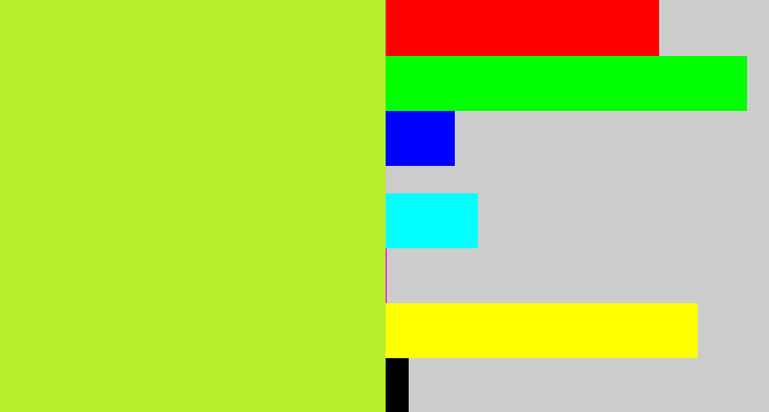 Hex color #b6ef2e - yellowy green