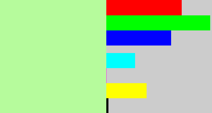 Hex color #b6fb9c - pale light green