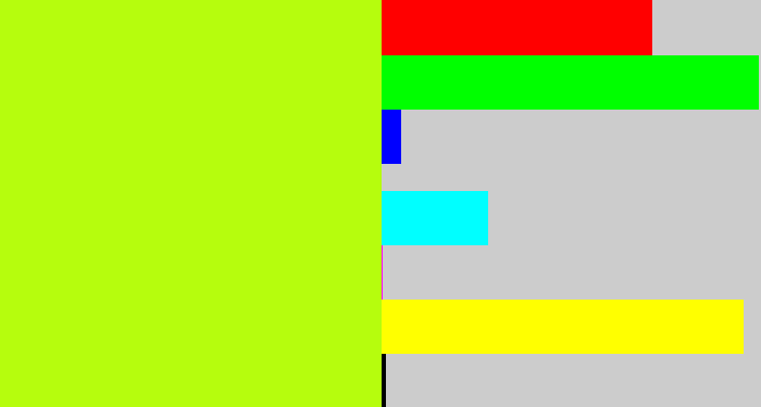Hex color #b6fd0d - yellowgreen