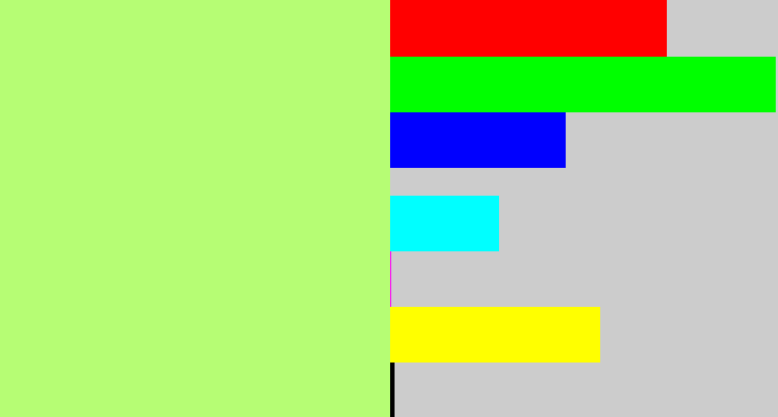 Hex color #b6fd74 - pale lime