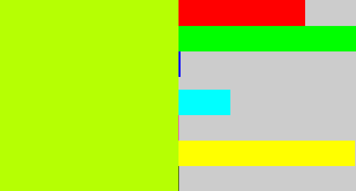 Hex color #b6ff03 - lemon green