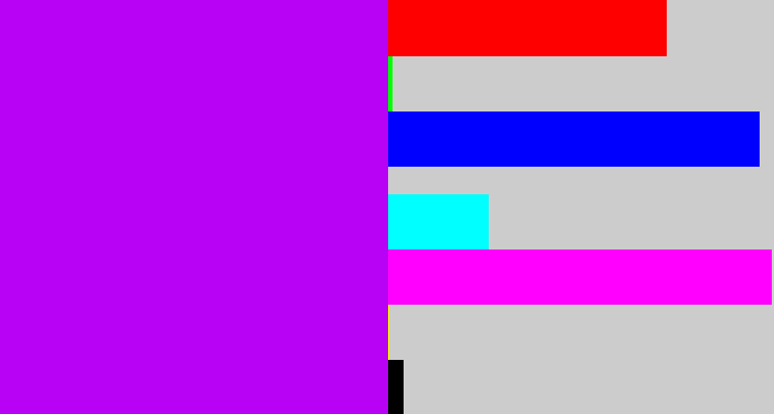 Hex color #b702f6 - bright purple