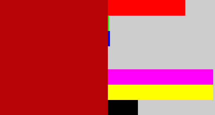 Hex color #b70304 - darkish red
