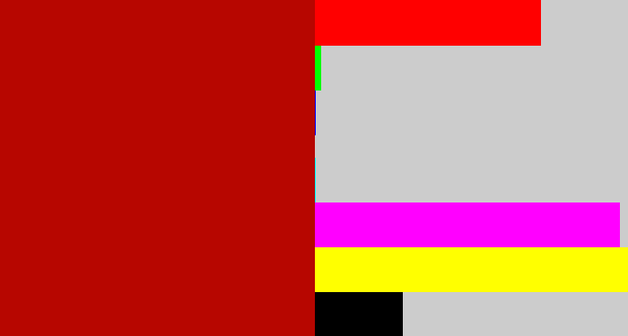 Hex color #b70600 - darkish red