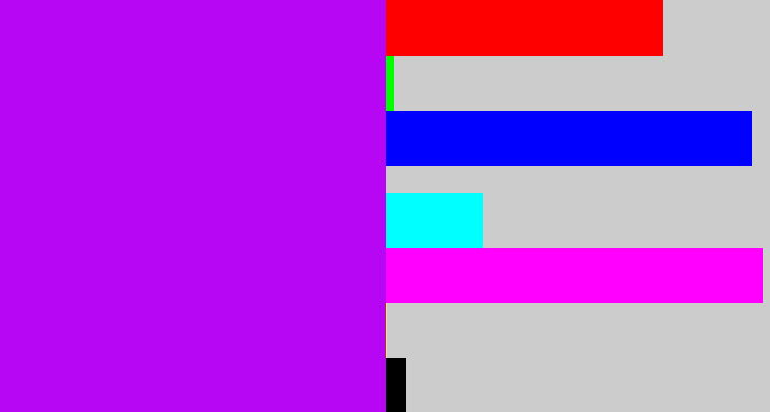 Hex color #b706f3 - bright purple