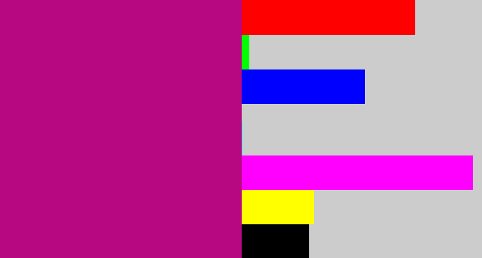 Hex color #b70881 - magenta