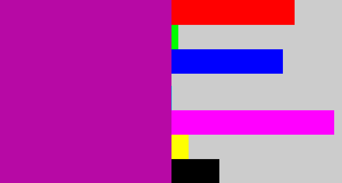 Hex color #b709a5 - barney purple