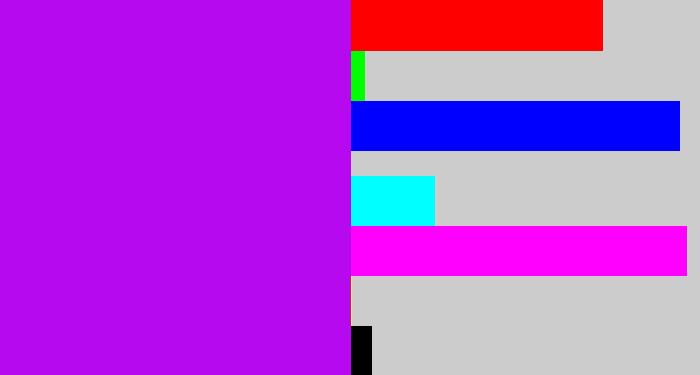 Hex color #b709f0 - bright purple