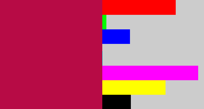Hex color #b70b45 - purplish red