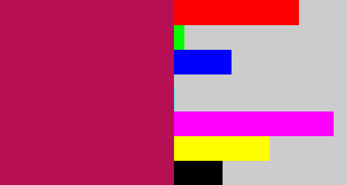 Hex color #b70f53 - purplish red