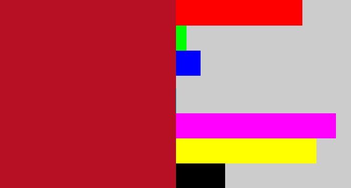 Hex color #b71024 - scarlet