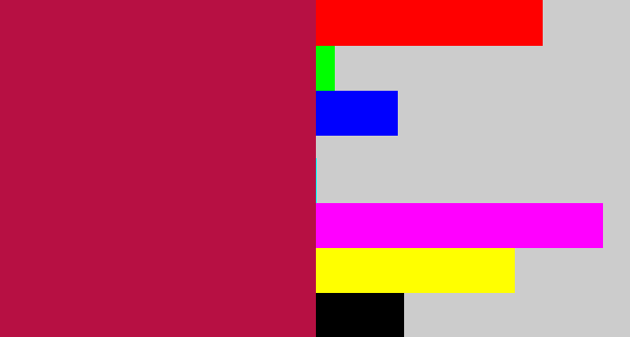 Hex color #b71043 - purplish red