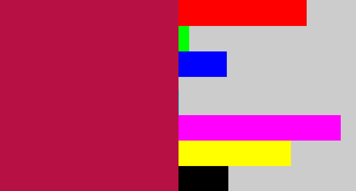 Hex color #b71044 - purplish red