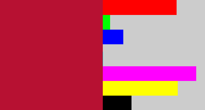 Hex color #b71132 - rouge
