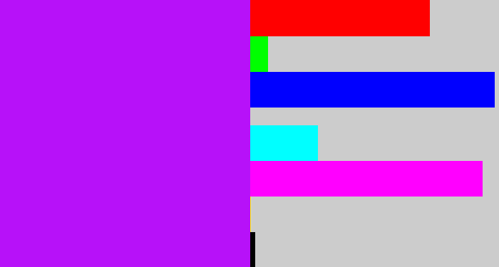 Hex color #b711f9 - neon purple