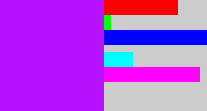 Hex color #b712ff - neon purple