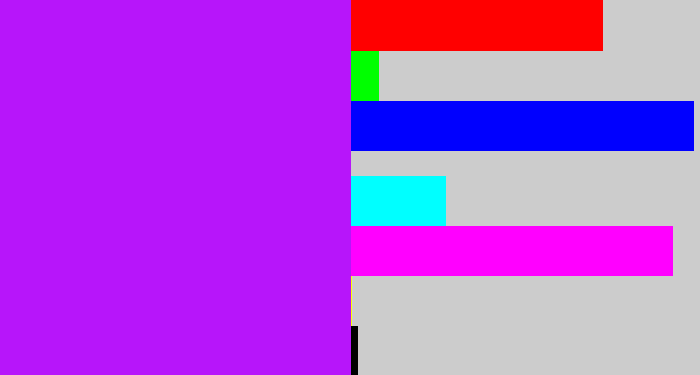 Hex color #b715fa - neon purple